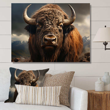 Buffalo Portrait - Animals Canvas Wall Art